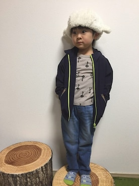 「フェリシモキッズ（フェリシモキッズ）のアイテム（ジャケット/アウター）」を使った、フェリシモキッズさん（キッズ・105cm）の冬コーディネート