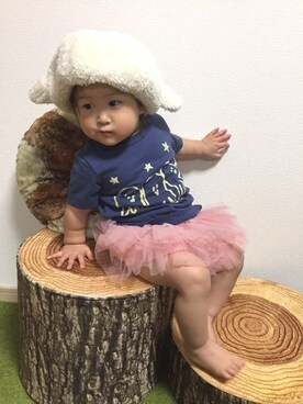 「フェリシモキッズ（フェリシモキッズ）のアイテム（帽子）」を使った、フェリシモキッズさん（キッズ・75cm）の冬コーディネート