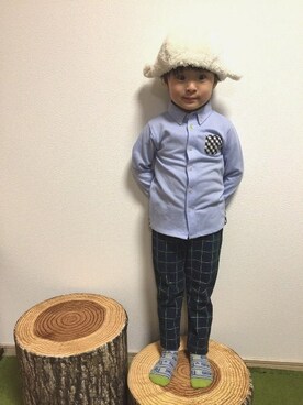 「フェリシモキッズ（フェリシモキッズ）のアイテム（帽子）」を使った、フェリシモキッズさん（キッズ・105cm）の冬コーディネート