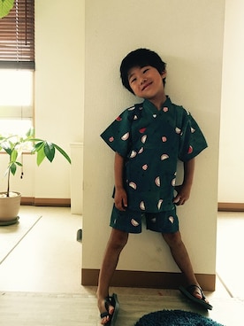 「浴衣」｜「アイテム（ビーチサンダル）」を使った、フェリシモキッズさん（キッズ・105cm）の夏コーディネート