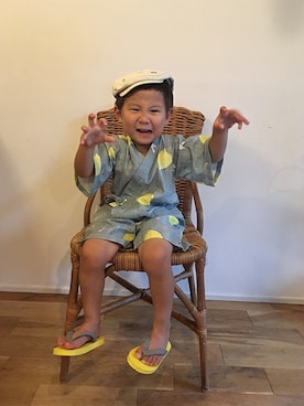 「アイテム（ビーチサンダル）」を使った、フェリシモキッズさん（キッズ・95cm）の夏コーディネート