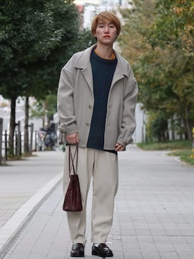 「ケーブルニット」｜「アイテム（ブルゾン）」を使った、いったさん（メンズ・170cm）の冬コーディネート