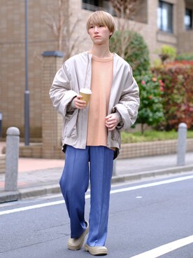「epnok（エプノック）のアイテム（MA-1）」を使った、いったさん（メンズ・170cm）の春コーディネート