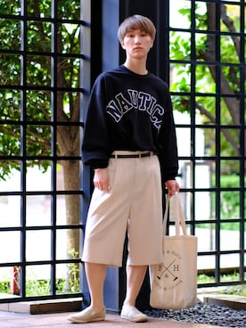 「トートバック」｜「アイテム（スリッポン）」を使った、いったさん（メンズ・170cm）の春コーディネート