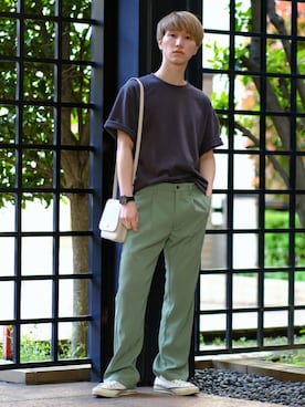 「koe（コエ）のヘビーウェイトコットンTEE21＊（Tシャツ/カットソー）」を使った、いったさん（メンズ・170cm）の春コーディネート