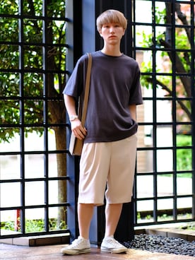 「koe（コエ）のヘビーウェイトコットンTEE21＊（Tシャツ/カットソー）」を使った、いったさん（メンズ・170cm）の春コーディネート