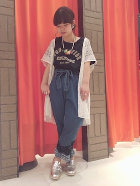 「RNA（アールエヌエー）のE4392 ダブルストラップローファー（ローファー）」を使った、かわさん（レディース・151cm）の春コーディネート
