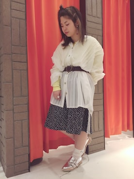 「RNA（アールエヌエー）のE4392 ダブルストラップローファー（ローファー）」を使った、かわさん（レディース・151cm）の春コーディネート