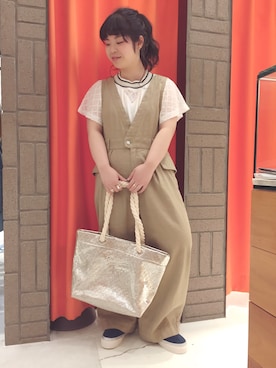 「RNA（アールエヌエー）のアイテム（サロペット/オーバーオール）」を使った、かわさん（レディース・151cm）の夏コーディネート
