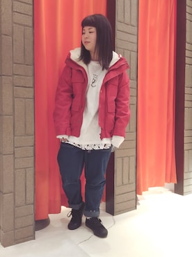 「ジャックパーセル」｜「アイテム（マウンテンパーカー）」を使った、かわさん（レディース・151cm）の冬コーディネート