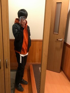 「BOBSON（ボブソン）のアイテム（シューズ）」を使った、ゆーちんさん（メンズ・167cm）の冬コーディネート