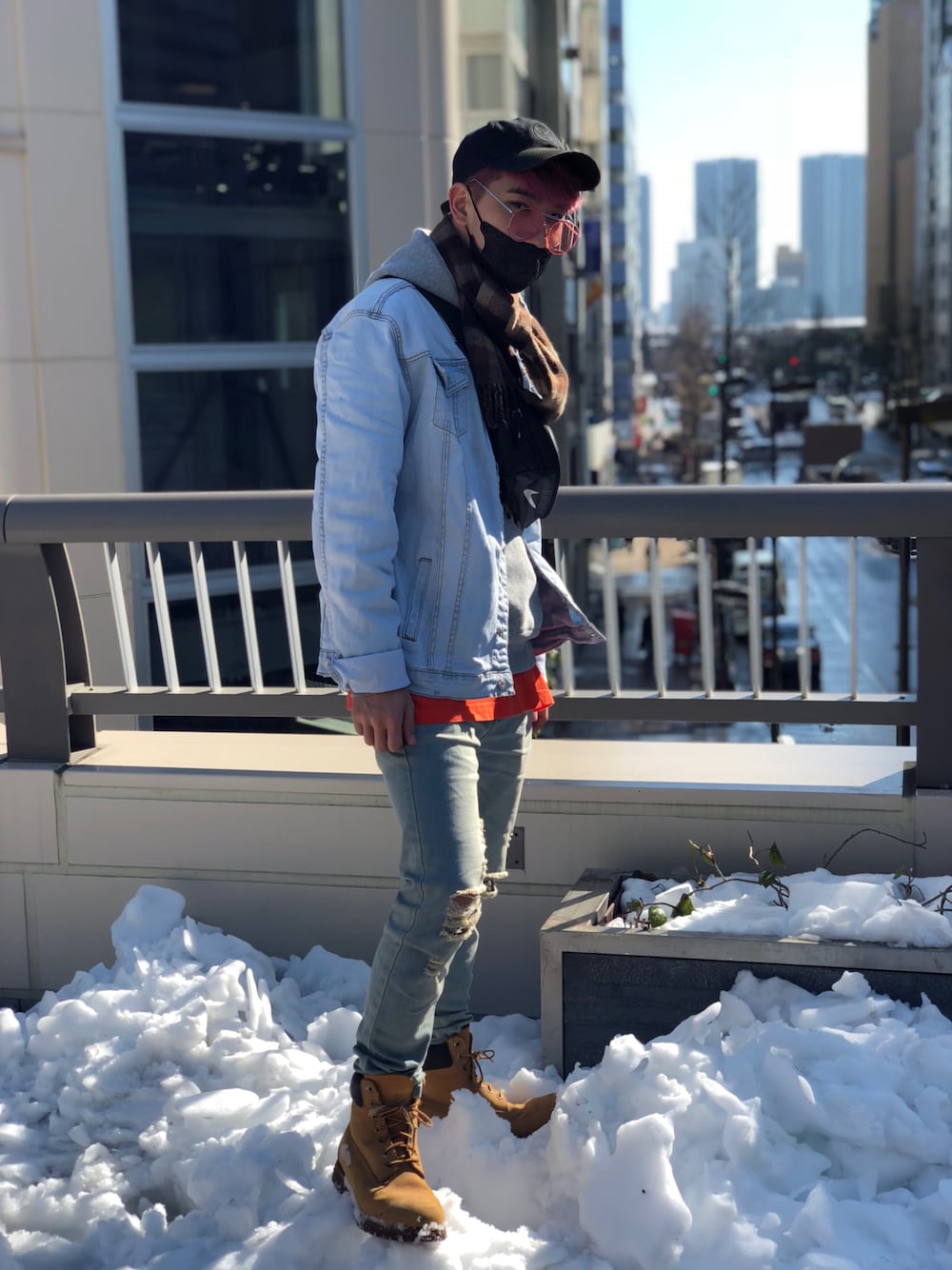 「Bape、Timberland、ootd」｜「OVERKILL inc.のアイテム（キャップ、ブラック系）」を使った、FUさん（メンズ・170cm）の秋コーディネートの1枚目の写真