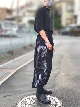「BLACK Scandal Yohji Yamamoto（ブラックスキャンダルヨウジヤマモト）のアイテム（パンツ）」を使った、raichiさん（メンズ・178cm）の夏コーディネート