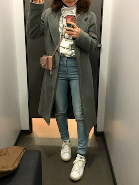 「NET（ネット）のアイテム（ダッフルコート）」を使った、Peggieさん（レディース・160cm）の春コーディネート