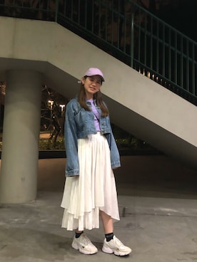 「NET（ネット）のアイテム（キャップ）」を使った、Peggieさん（レディース・160cm）の春コーディネート