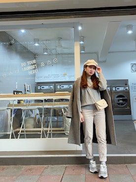 「NET（ネット）のアイテム（チェスターコート）」を使った、Peggieさん（レディース・160cm）の冬コーディネート