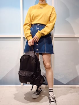 「アイテム（デニムスカート）」を使った、DING_officialさん（メンズ・170cm）の秋コーディネート