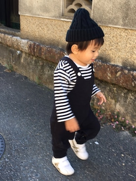「UNIQLO（ユニクロ）のアイテム（サロペット/オーバーオール）」を使った、sakuさん（キッズ・80cm）の秋コーディネート