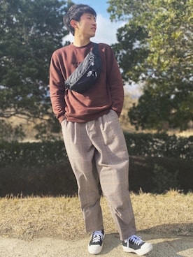 「KANGOL（カンゴール）のアイテム（スウェット）」を使った、じまくん@うぇありすたさん（メンズ・170cm）の春コーディネート