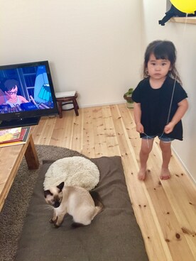 「frankygrow（フランキーグロウ）のアイテム（シャツ/ブラウス）」を使った、小依さん（キッズ・90cm）の夏コーディネート