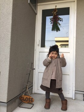 「アイテム（スカート）」を使った、小依さん（キッズ・90cm）の冬コーディネート