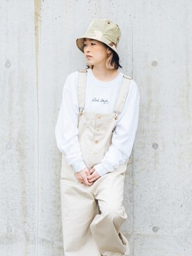 「カモ柄」｜「アイテム（オールインワン・サロペット）」を使った、maki  okuboさん（レディース・153cm）の冬コーディネート