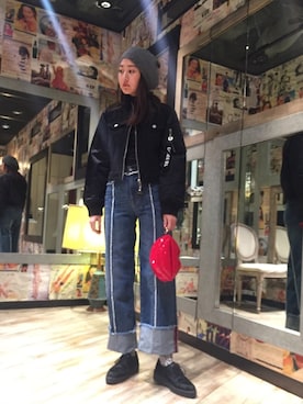 「デニムから始まったライフスタイルブランド」｜「アイテム（ジャケット/アウター）」を使った、A.SHIOIRIさん（レディース・163cm）の冬コーディネート