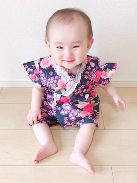 「ベビザらスのアイテム（水着/着物・浴衣、その他）」を使った、まるさん（キッズ・70cm）の夏コーディネート