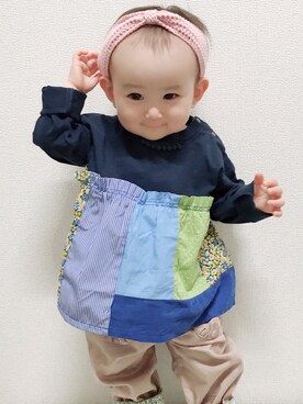 「RAGMART（ラグマート）のアイテム（パンツ）」を使った、まるさん（キッズ・70cm）の秋コーディネート