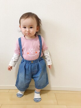 「おんなのこコーデ」｜「アイテム（サロペット/オーバーオール）」を使った、まるさん（キッズ・70cm）の春コーディネート