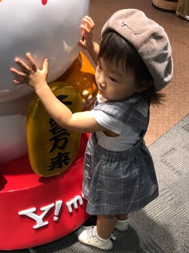 「西松屋（ニシマツヤ）のアイテム（サロペット/オーバーオール）」を使った、ako☆jouさん（キッズ・90cm）の秋コーディネート