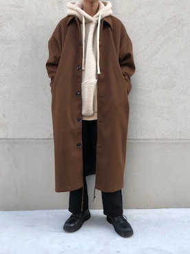 「アイテム（ステンカラーコート）」を使った、Mottyさん（メンズ・167cm・20代）の冬コーディネート