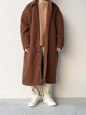 「アイテム（ステンカラーコート）」を使った、Mottyさん（メンズ・167cm・20代）の冬コーディネート