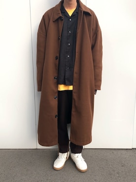 「アイテム（ステンカラーコート）」を使った、Mottyさん（メンズ・167cm・20代）の冬コーディネート