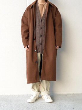 「アイテム（ステンカラーコート）」を使った、Mottyさん（メンズ・167cm・20代）の冬コーディネート