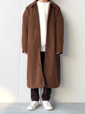「アイテム（ステンカラーコート）」を使った、Mottyさん（メンズ・167cm・20代）の冬コーディネート