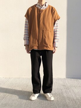 「My/kan（マイカン）のアイテム」を使った、Mottyさん（メンズ・167cm）の春コーディネート