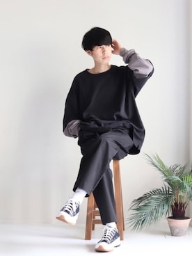 「MinoriTY（マイノリティ）の2タックテーパードワイドパンツ【MinoriTY × WEARISTA Mr.SZK（ミスタースズキ）コラボ】（スラックス）」を使った、Mottyさん（メンズ・167cm）の夏コーディネート