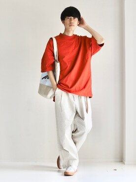 「MinoriTY（マイノリティ）の2タックテーパードワイドパンツ【MinoriTY × WEARISTA Mr.SZK（ミスタースズキ）コラボ】（スラックス）」を使った、Mottyさん（メンズ・167cm）の夏コーディネート