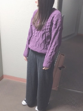 「Green　Parks（グリーンパークス）の・リブカットワイドパンツ（その他パンツ）」を使った、mizuhoさん（レディース・165cm）の秋コーディネート