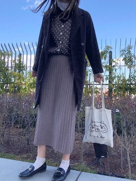 「DHOLIC（ディーホリック）のアイテム（チェスターコート）」を使った、mamiさん（レディース・170cm）の冬コーディネート