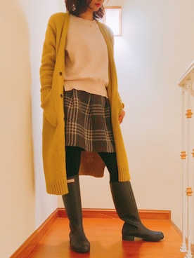 「雨の日コーデ」｜「アイテム（ピーコート）」を使った、梓さん（レディース・164cm）の春コーディネート