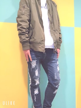 「アイテム（ブルゾン）」を使った、じんさん（メンズ・178cm・10代）の冬コーディネート