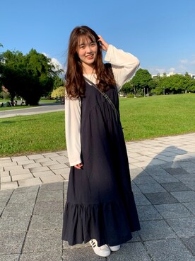 「日常」｜「アイテム（ワンピース/ドレス）」を使った、一圈🎀さん（レディース・161cm）の秋コーディネート