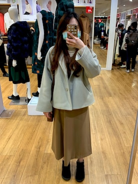 「日常」｜「アイテム（ブルゾン）」を使った、一圈🎀さん（レディース・160cm）の冬コーディネート