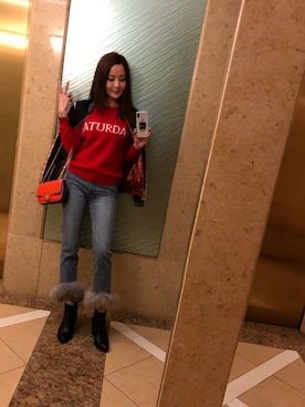 「SCOTCH & SODA（スコッチ アンド ソーダ）のアイテム（ライダースジャケット）」を使った、rach@さん（レディース・168cm）の冬コーディネート