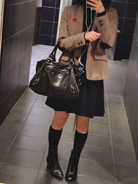 「UNIQLO（ユニクロ）のエクストラファインメリノリブタートルネックセーター（長袖）（ニット/セーター）」を使った、Cho🐣さん（レディース・147cm）の秋コーディネート