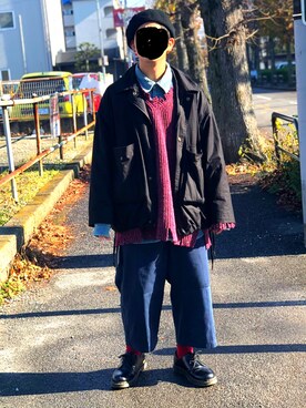 「CASPER JOHN（キャスパージョン）のアイテム（カバーオール）」を使った、かんさん（メンズ・162cm）の冬コーディネート
