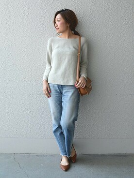 「liflattie ships（リフラティ シップス）のアイテム（ニット/セーター）」を使った、furukimiさん（レディース・158cm）の冬コーディネート