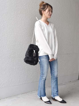 「liflattie ships（リフラティ シップス）のアイテム（ニット/セーター）」を使った、furukimiさん（レディース・158cm）の秋コーディネート